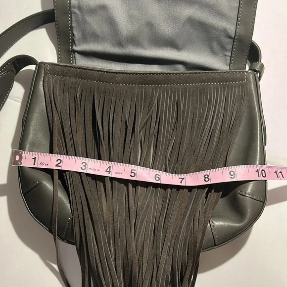 Frye leather Fringe Crossbody Bag. Gray, preowned, good condition. - Picture 13 of 16